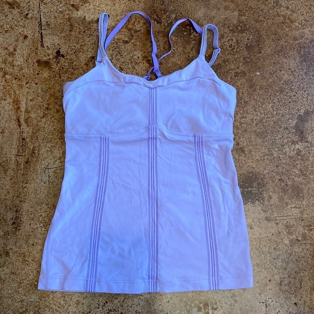 LULULEMON lilac purple centered pose multi strap tank top